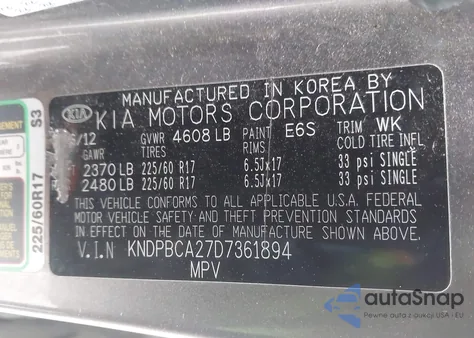 2013 Kia Sportage Lx z USA, uszkodzony, nr VIN KNDPBCA27D7361894